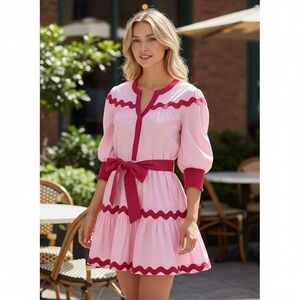Alden Adair Charlotte Sweetheart Pink Tiered Mini Dress Small